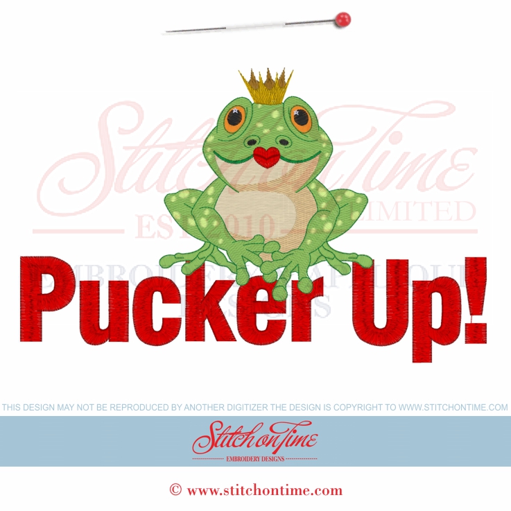 6528 Sayings : Frog Pucker Up 3 Hoop Sizes