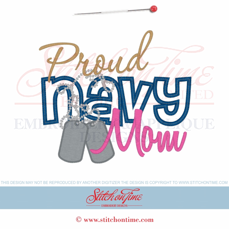 6533 Sayings : Proud Navy Mom Applique 6x10 and 5x7