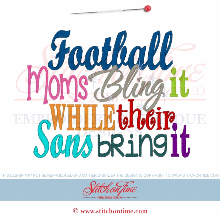 6562 Sayings : Football Moms Bling It 6x10