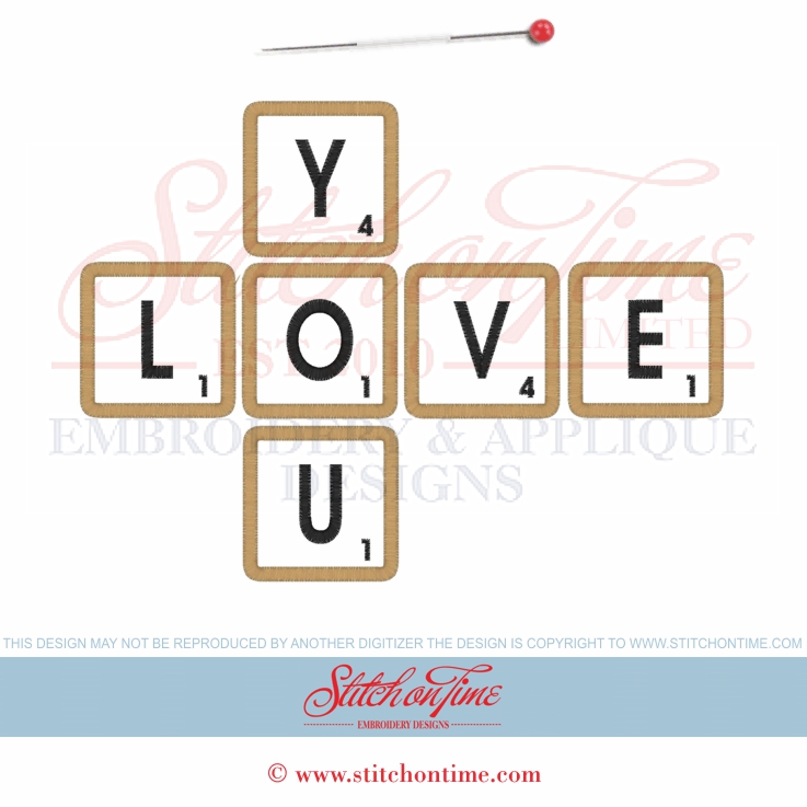 6585 Sayings : Scrabble Love You Applique 6x10 and 5x7