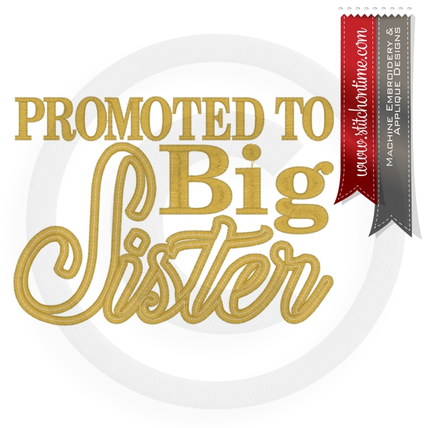 6864 Sayings : Promoted to Big Sister Applique 5x7