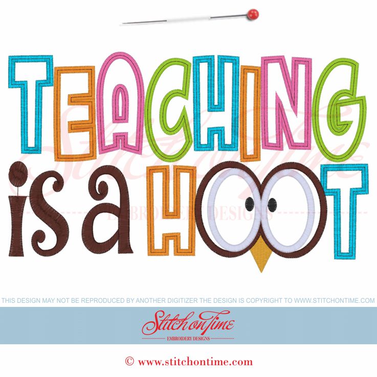 100 School : Teaching Is A Hoot Applique 6x10