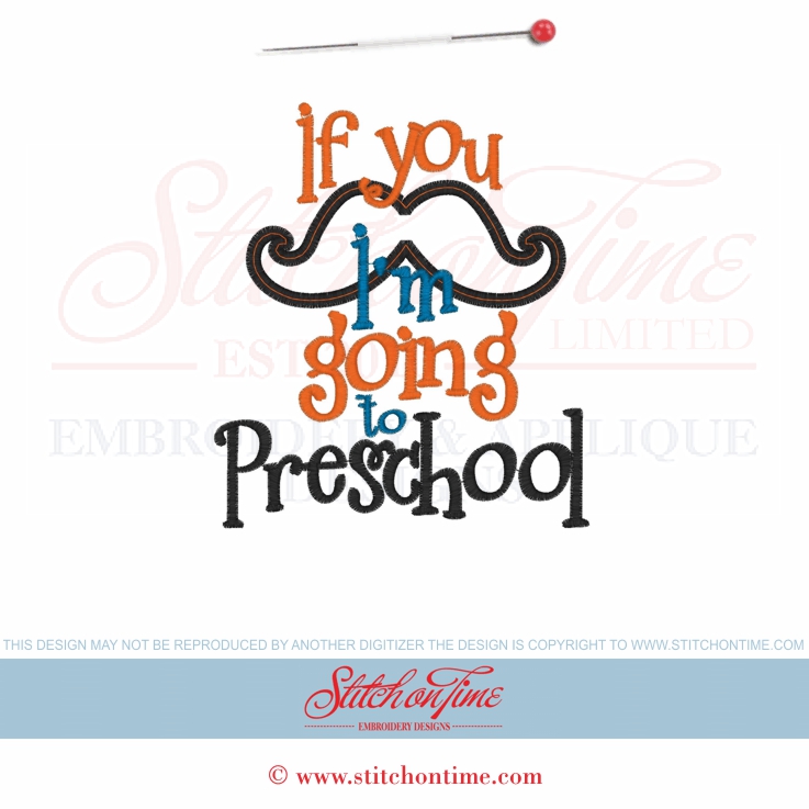 122 School : If You Mustache Preschool Applique 5x7