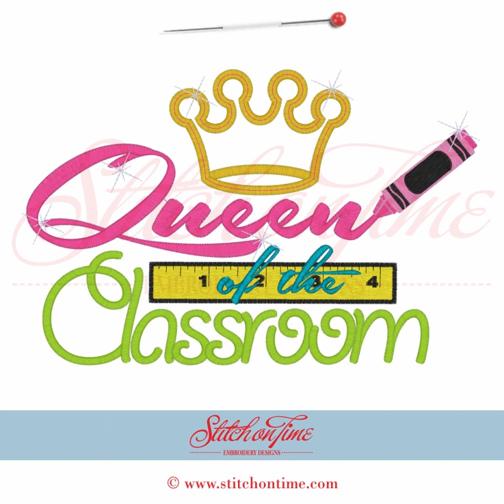 44 School : Queen Of The Classroom Applique 6x10