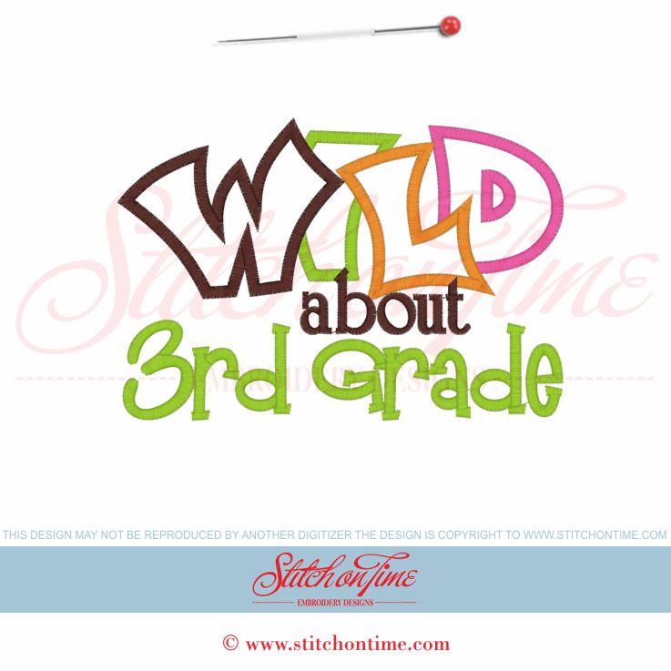 89 School : Wild About 3rd Grade Applique 5x7