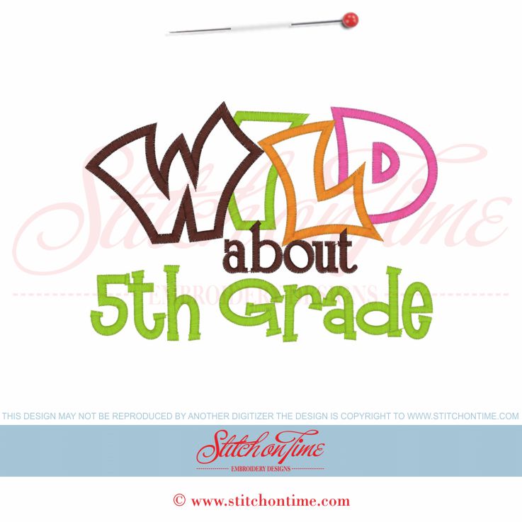 91 School : Wild about 5th Grade Applique 5x7