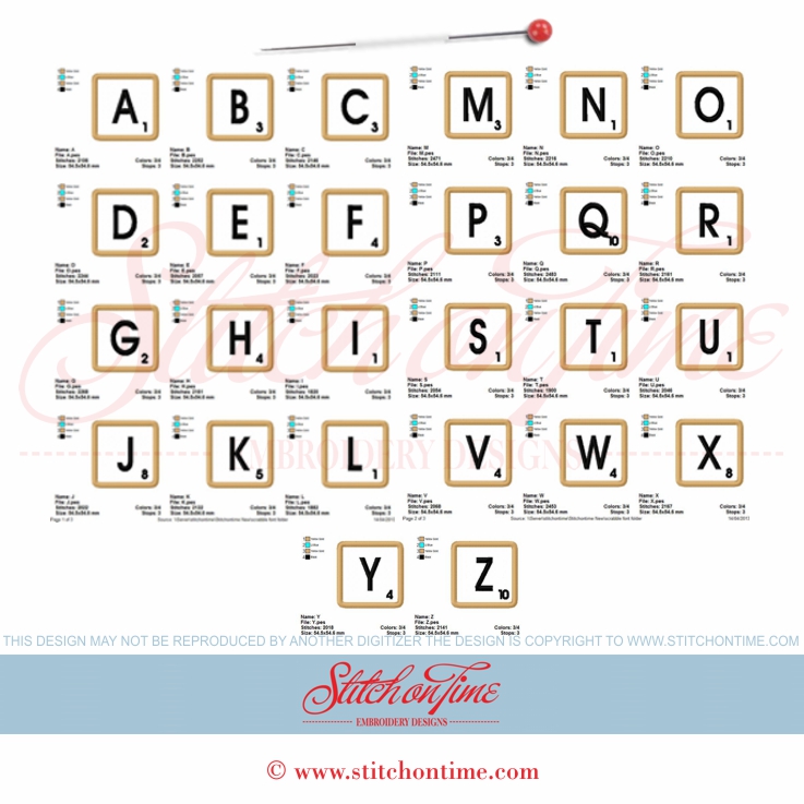 Scrabble Font Applique 2 inches high