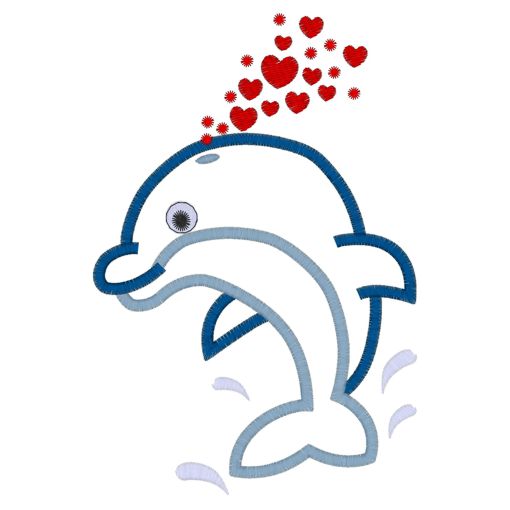 Sea Life (102) Dolphin Blowing Hearts Applique 5x7