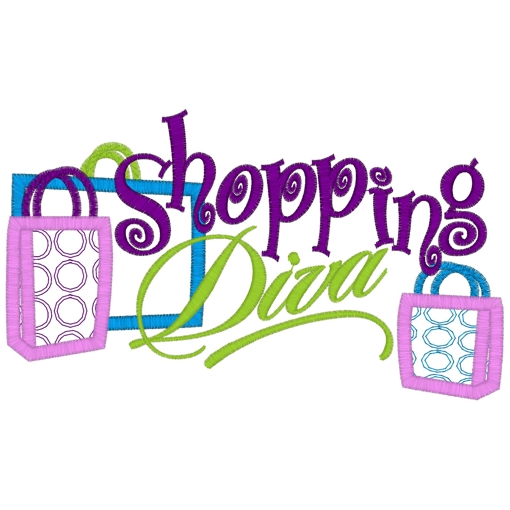 Shop (2) Shopping Diva Applique 5x7