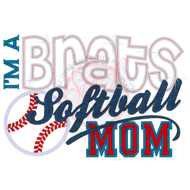 Softball (16) Brats Softball Mom Applique 6x10