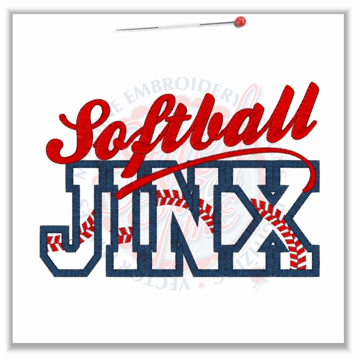 Softball (19) Softball Jinx Applique 5x7