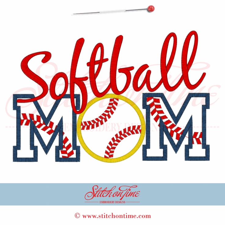 23 Softball : Softball Mom Applique 6x10
