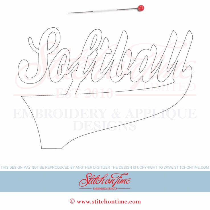 67 Softball : Softball Applique 6x10