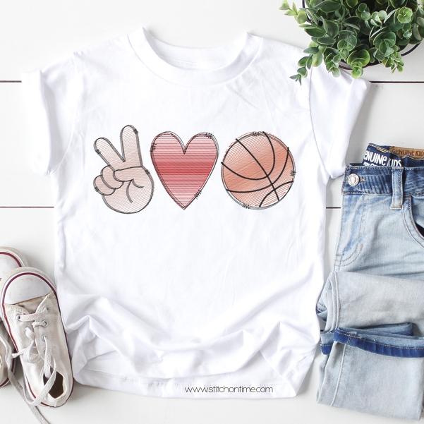 6 Sport : Peace Love Basketball Sketch Stitch