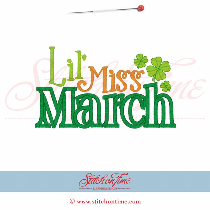 49 St Patrick : Lil' Miss March Applique 5x7