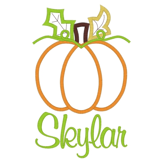 Thanksgiving (19) Pumpkin Skylar Applique 5x7