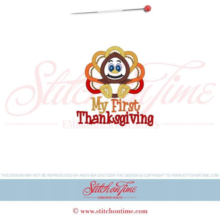 60 Thanksgiving : My First Thanksgiving Turkey Applique 4x4