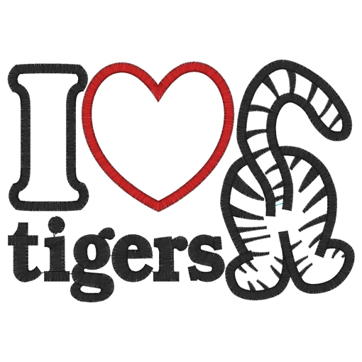 Tiger (25) I Love Tigers Applique 5x7