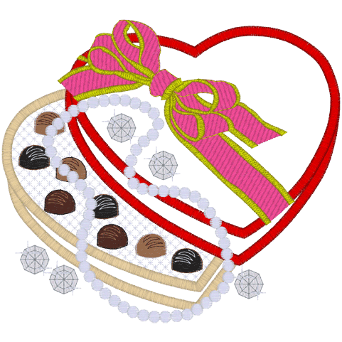 Valentine (A104) Box of Chocolates Applique 6x10