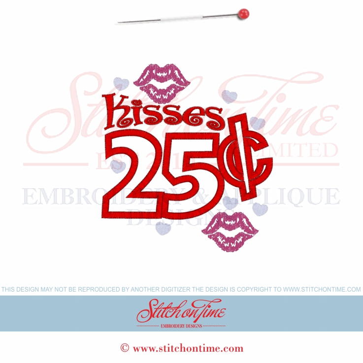 Valentine (A115) Kisses 25c Applique 5x7