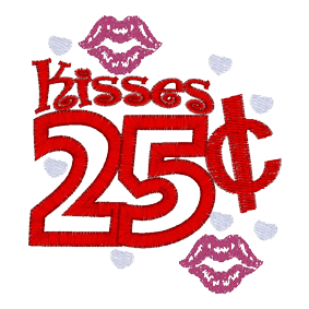 Valentine (A123) Kisses 25c Applique 4x4