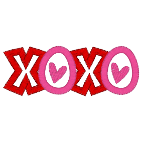 Valentine (A125) XOXO Applique 4x4