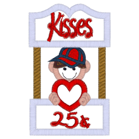 Valentine (A129) Kissing Booth Applique 4x4