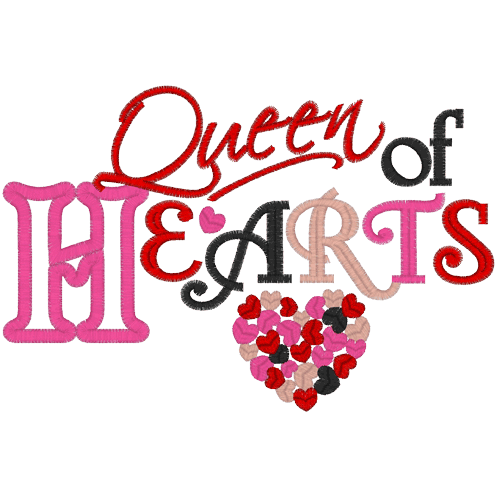Valentine (A134) Queen of Hearts Applique 5x7