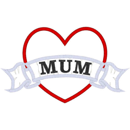 Valentine (A136) Mum Heart Applique 5x7