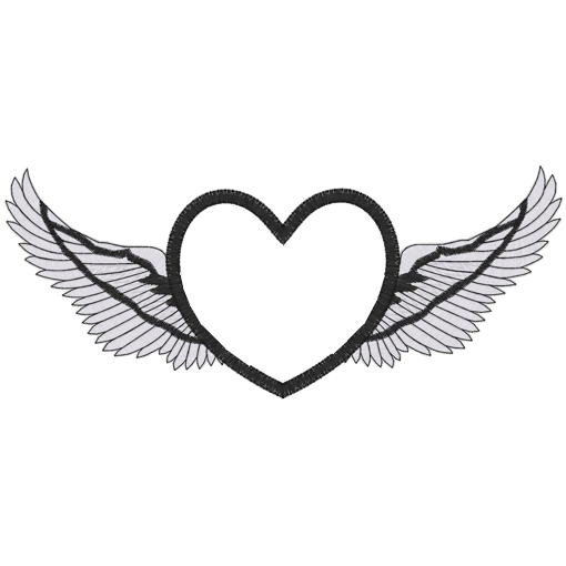 Valentine (15) Winged Heart Applique 5x7