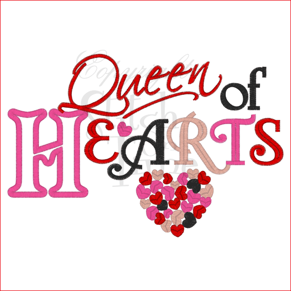 Valentine (198) Queen of Hearts Applique 6x10