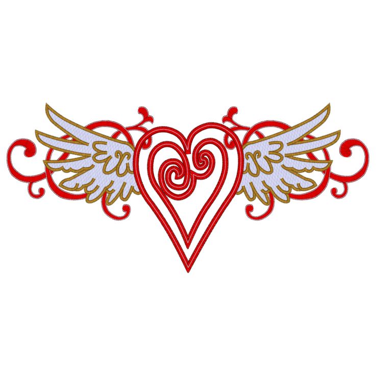 Valentine (247) Winged Heart Applique 6x10
