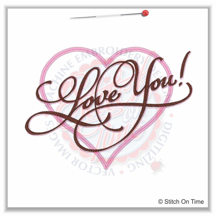 260 Valentine : Love You Heart Applique 5x7