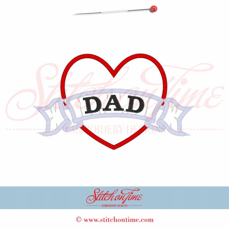 288 Valentine : Heart Dad Applique 5x7
