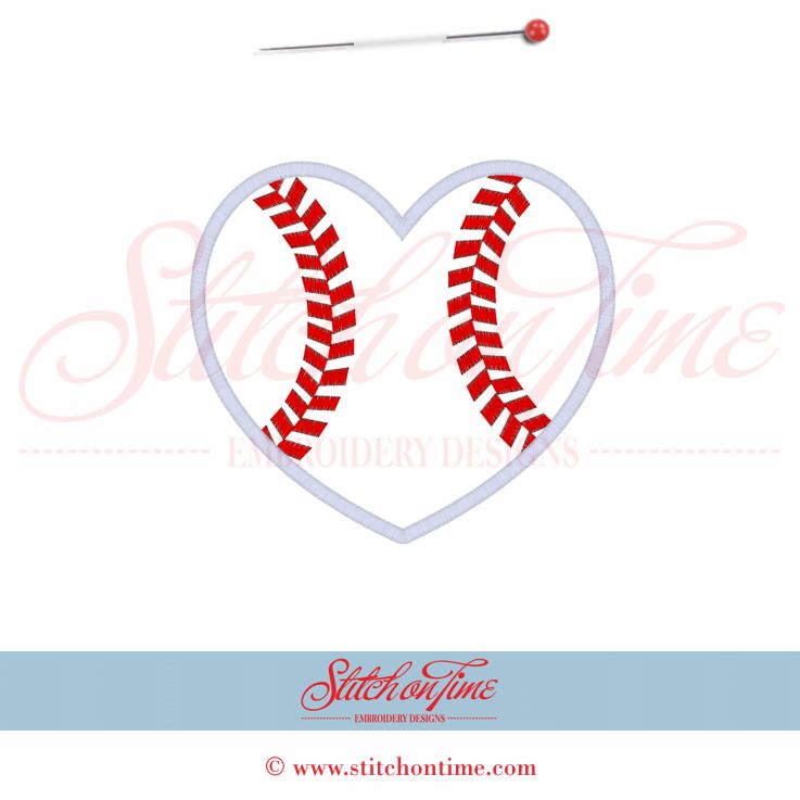 358 Valentine : Baseball Heart Applique 6x10