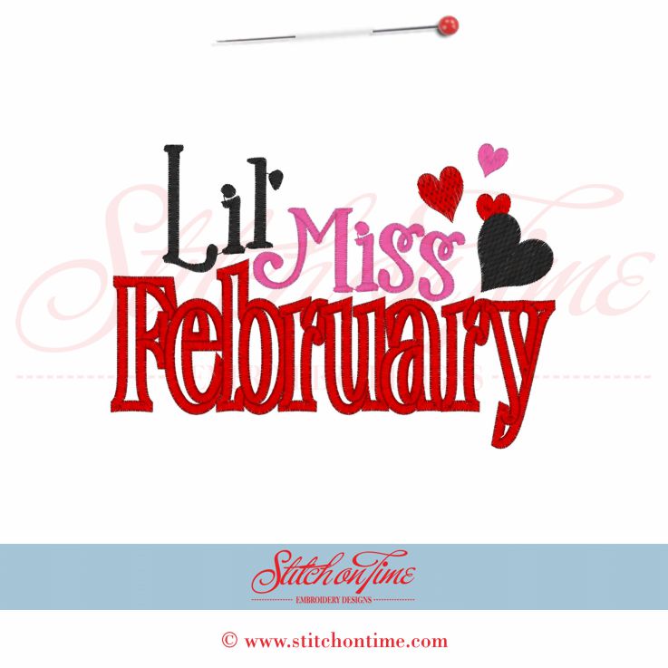 324 Valentine : Lil' Miss February Applique 5x7