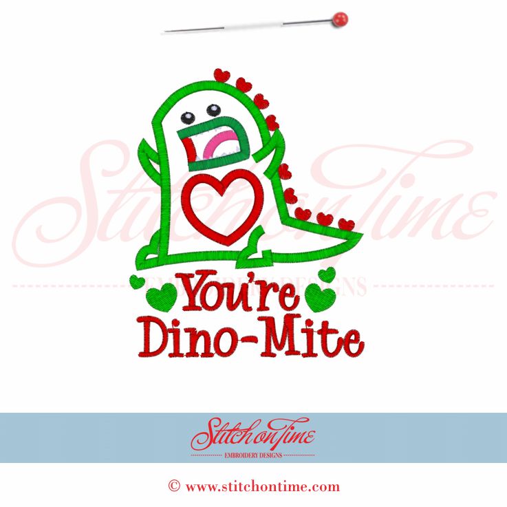 335 Valentine : You're Dino-Mite Applique 5x7