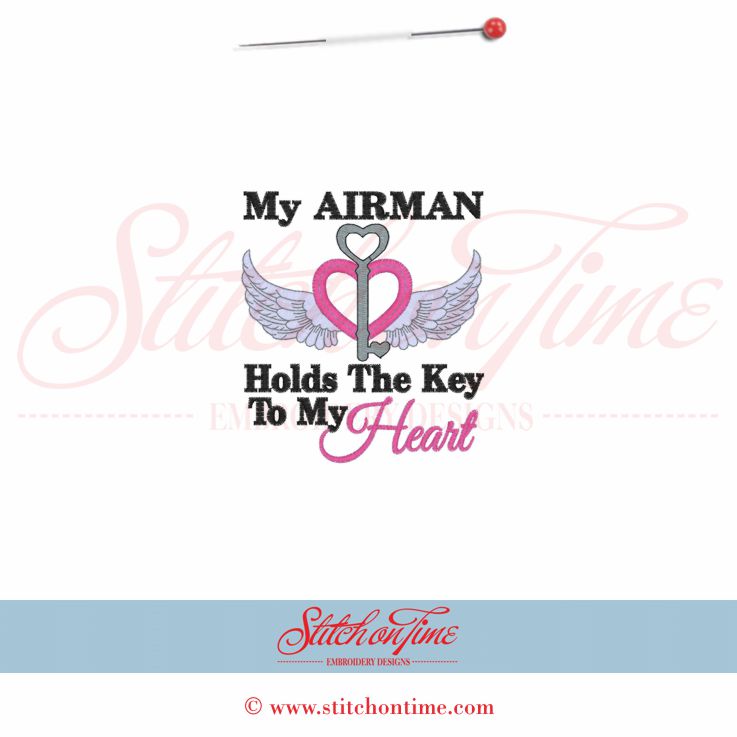 343 Valentine : Airman Holds The Key Applique 4x4