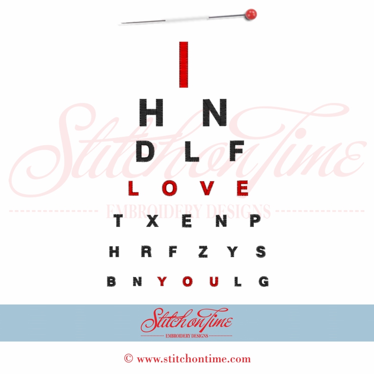363 Valentine : I Love You Eye Chart 5x7