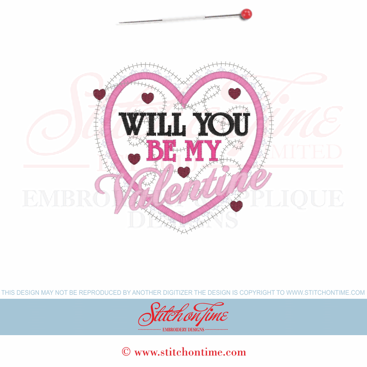 376 Valentine : Will You Be My Valentine Applique 5x7