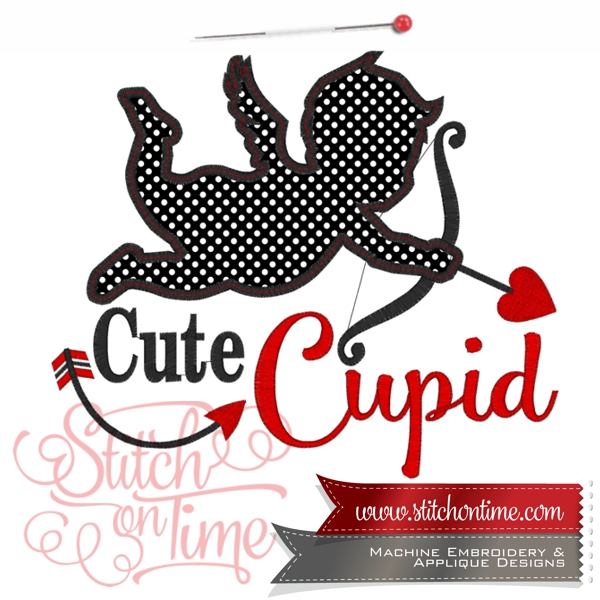 523 Valentine :Cute Cupid 3 Hoop Sizes Inc.