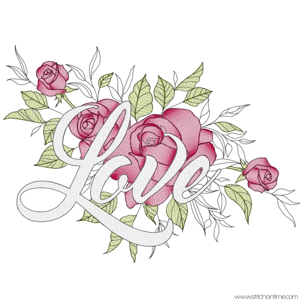 567 Valentine : Love Roses Sketch Stitch