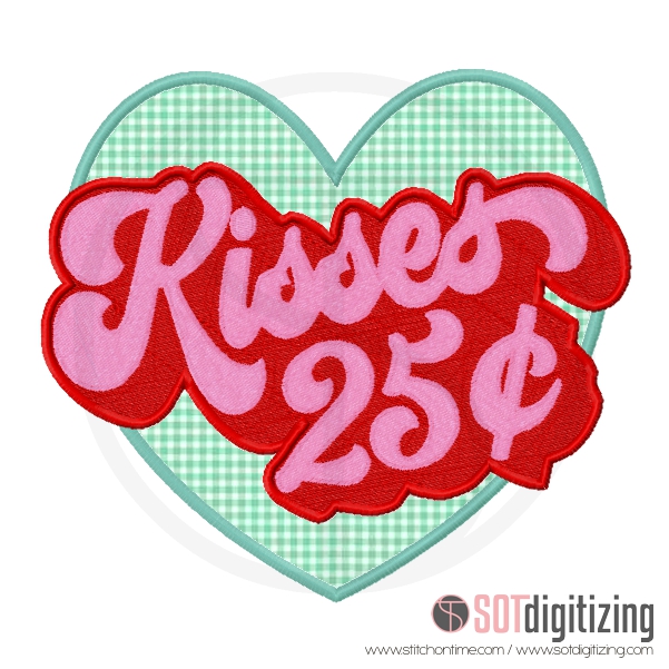 582 VALENTINE : Kisses 25c Applique