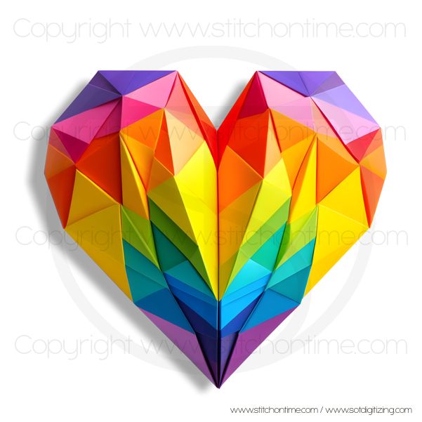 596 VALENTINE : Colourful Origami Heart (Digital Image)