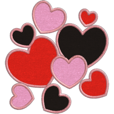Valentine (A9) Hearts Applique 5x7