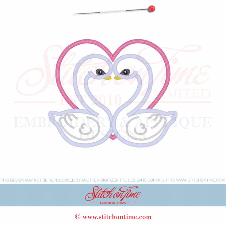 1 Valentine (PPP): Swan Heart Applique 5x7