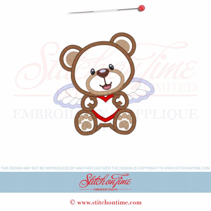 4 Valentine (PPP): Heart Bear Applique 5x7