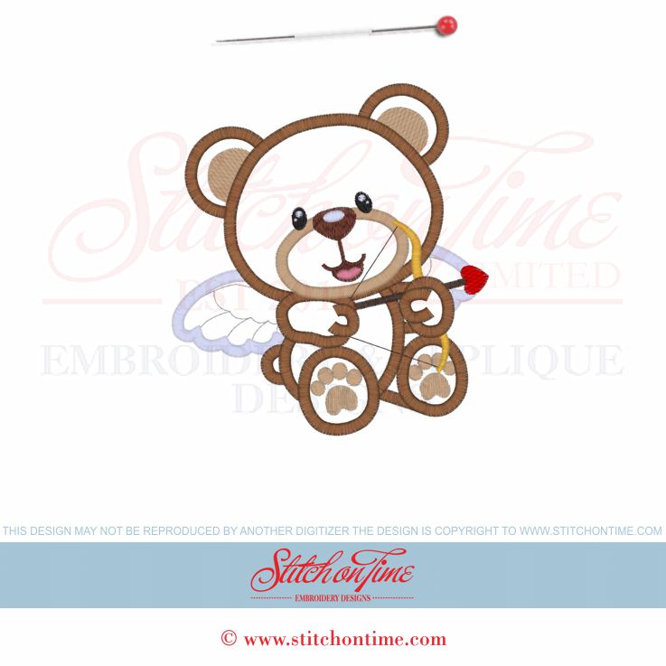 5 Valentine (PPP): Cupid Bear Applique 5x7