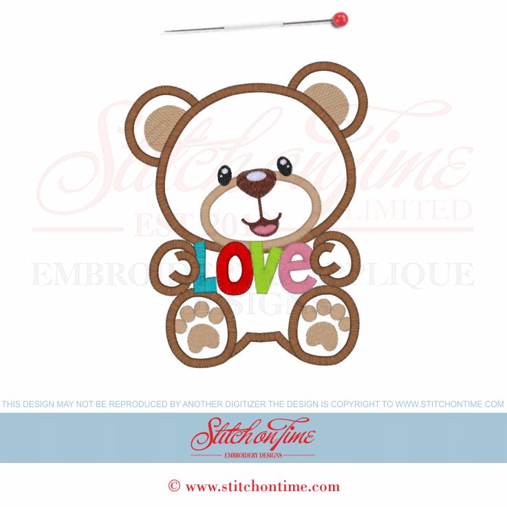 6 Valentine (PPP): Love Bear Applique 5x7