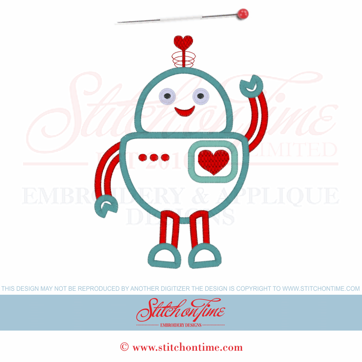 2 Valentine Robots (JWI): Robot Applique 5x7